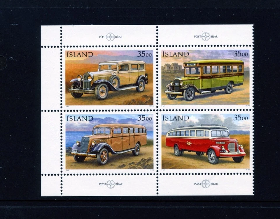 Iceland   MNH   823a   Blk4   Postal Vehicles    K996 - Image 1 of 1