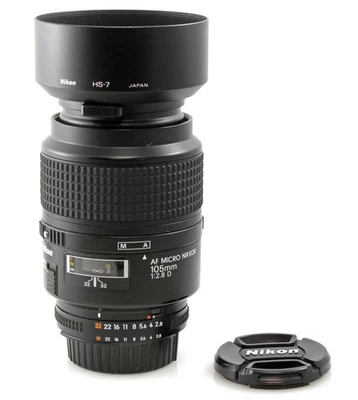 Nikon 105mm f/2.8 D AF Micro Nikkor MACRO Lens w/ Hood & Caps - NAF Mount - Image 1 of 4