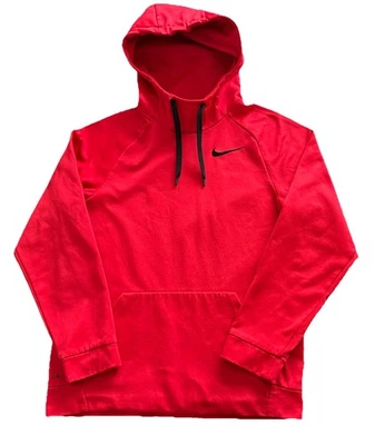 Nike Dri-Fit Sudadera con Capucha Roja Para Hombres Talla S Negra Swoosh Entrenamiento Atlético Raglán Pullover Foto 1 de 4