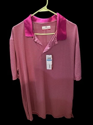 Men's GRAND SLAM pink & white striped microfiber golf polo style shirt size XL - Image 1 of 4
