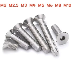 M2 M2.5 M3 M4 - M10 Countersunk Head Screws Hex Allen Bolts A4 Stainless Steel - Picture 1 of 9