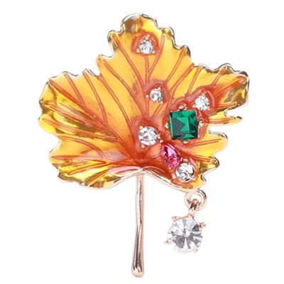 Broche Hoja de Arce Estrás Cristal Dorado Otoño Naturaleza Prendedor Otoño Joyería Regalo Foto 1 de 4