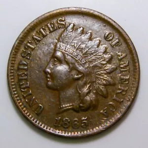 ~Early American Bronze~ 1865 Fancy 5 Indian Head Cent Penny 1c COIN XF+ i402 - Picture 1 of 2