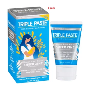 Triple Paste Diaper Rash Cream Sheer Zinc 12.8% 2oz Exp. 12/2024 6 Pack - Picture 1 of 1