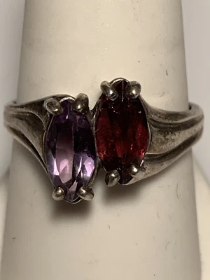 Kabana Sterling Silver 925 Amethyst Garnett Gemstone Ring Size 8.75 * Foto 1 de 3