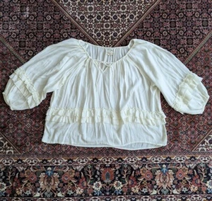 Ralph Lauren Denim Supply camicetta contadina donna taglia XL avorio boho prateria LEGGI - Foto 1 di 10