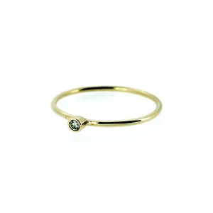 2mm Diamond 1mm Solid 18ct Yellow Gold Slim Skinny Solitaire or Stacking Ring - Foto 1 di 5