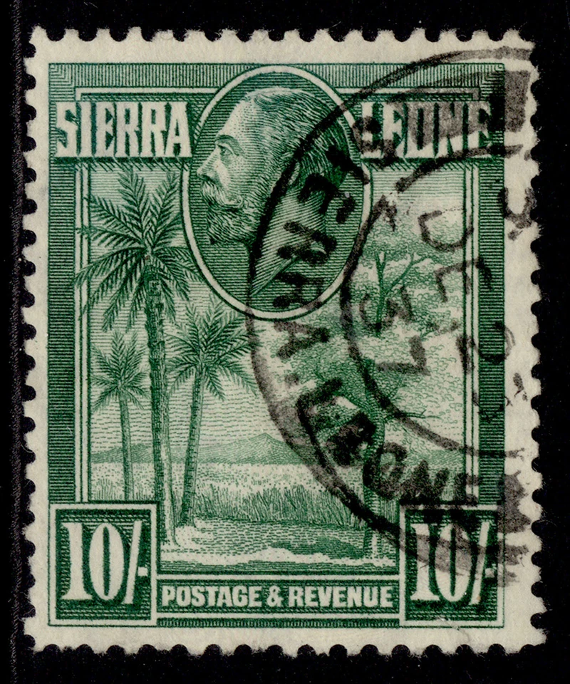 SIERRA LEONE GV SG166, 10s green, FINE USED. Cat £170. - Image 1 of 1