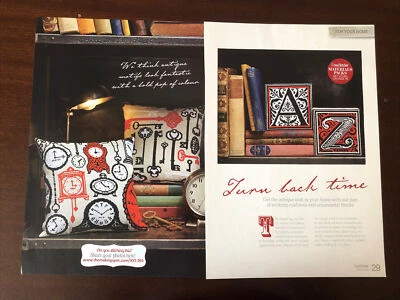 Gothic Style Clock / Keys / Letters Cross Stitch Charts **from a magazine** - Image 1 of 4