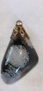 Black Agate Pendant With White Circular Patterns - Bild 1 von 4