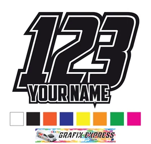 3 SET OF Custom Race Numbers and Name Vinyl Stickers/Decals Motorbike Motorcross - Picture 1 of 12