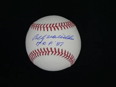 BILLY LEO WILLIAMS FULL NAME SIGNED OML BASEBALL INSCRIBED WITH "HOF 87" - Image 1 of 2