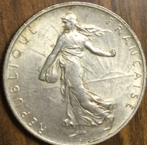 1915 FRANCE SILVER 2 FRANCS COIN - Picture 1 of 2