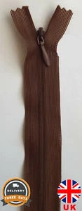 Strong 5" Brown Nylon Invisible Zips Skirt Cushion Dress Trouser Sewing Zipper - Picture 1 of 3