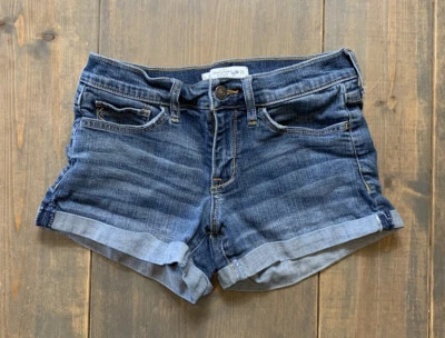 Abercrombie & Fitch Women's Juniors Solid Blue Denim Jean Shorts Size: 2 W26 - Image 1 of 4