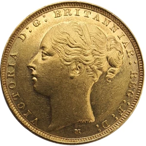 1885-M Queen Victoria Young Head Gold Sovereign - Picture 1 of 2