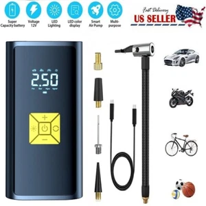 Car Tire Inflator Cordless Digital USB Rechargeable Tire Air Compressor Pump 12V - Picture 1 of 18