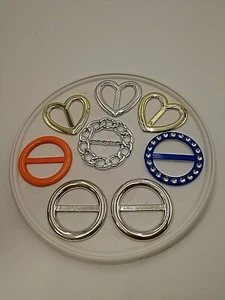 VALENTINES BUCKLES PLASTIC NOS LOT OF 8 TAIWAN HEARTS CIRCLES CABLE 3 IN VTG - Picture 1 of 9