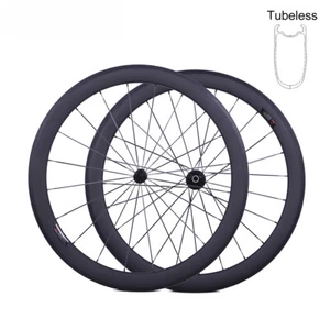700C Road Bike Carbon Fiber Wheelset 38 50 60mm Deep Tubeless Clincher U Shape  - Picture 1 of 12