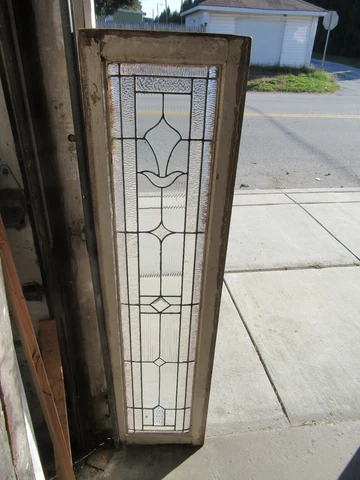 ~ TALL ANTIQUE STAINED GLASS WINDOW  ~ 16.5 X 66.25 ~ ARCHITECTURAL SALVAGE Cover
