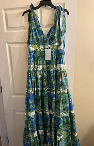 NWT Antonio Melani Talita Palm Pool Maxi Tie Shoulder Dress 0 $229 - Picture 1 of 7
