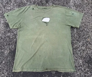 Camiseta verde ejército THRASHED de colección. ¡GRUNGE!!.Parches térmicos.Grandes - Imagen 1 de 5