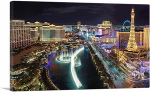 ARTCANVAS Las Vegas at Night Glowing Lights Canvas Art Print - Picture 1 of 11