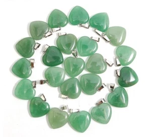 Green Aventurine Stone Heart Pendant for Jewelry Making 20mm 5pcs - Picture 1 of 2