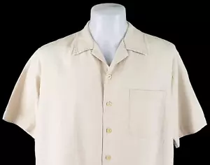 CLUB ROOM By CHARTER CLUB Mens Heavy LINEN Beige S/S EVENING SHIRT - L - 50" - Picture 1 of 10