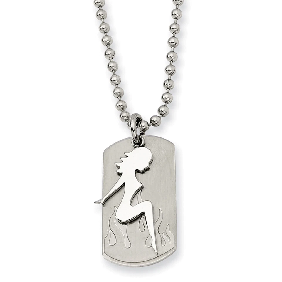 Goldia Stainless Steel Girl Dog Tag 22in Necklace