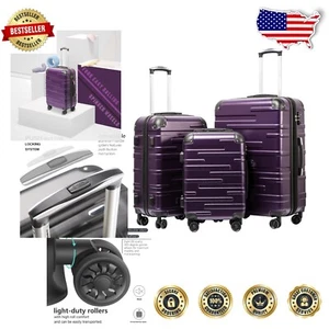 3-Piece Expandable Luggage Set with TSA Lock: Stylish Purple Suitcase Collection - Picture 1 of 9