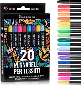 20 Pennarelli per Tessuti E Stoffa - Colori Atossici, Indelebili E Permanenti a - Foto 1 di 12