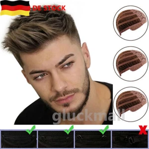 Männer wie Echthaar Kurz Perücke Haarteile Vollhaar Herren Glatt Perücken Toupet - Bild 1 von 8
