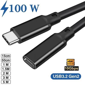 USB 3.2 Type-C Extension Cable USB-C Male to Female Charging 100W 4K 10Gbps 0.5M - Zdjęcie 1 z 9