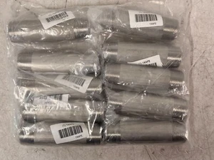 10 Nipples: 316 Stainless Steel, 1" x 4-1/2" Overall Lg, Threaded on Both Sides - Picture 1 of 6