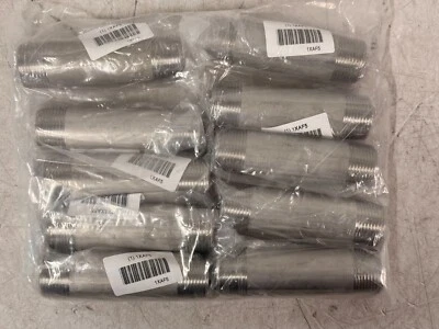 10 Nipples: 316 Stainless Steel, 1" x 4-1/2" Overall Lg, Threaded on Both Sides - Image 1 of 4