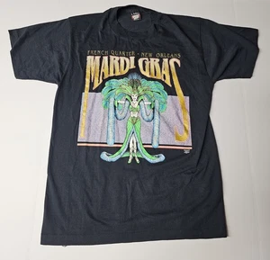 Vintage 1990s New Orleans Mardi Gras French Quarter T-Shirt L Single Stitch - Bild 1 von 5
