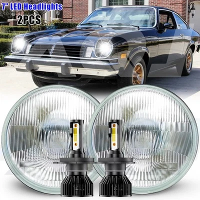 For Chevrolet Vega 1971-1975 7" Inch Round LED Headlights Hi/Lo Beam White DRL — 第 1/4 张图片