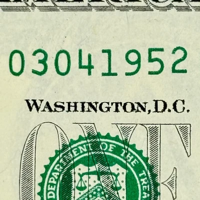March 4th 1952 or 3rd April Birthday Uncirculated Dollar Fancy Serial Number - Image 1 of 4