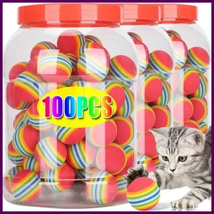 100/10PCS Pet Toy Balls Interactive Rainbow EVA Balls Cat Dog Training Toys Soft - Picture 1 of 30