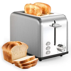 Stainless Steel Toaster 2 Slice with Extra Wide Slot & Removable Crumb Tray, ... - Picture 1 of 8