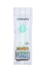 Brabantia Compostable Bin Liner Code S, 10 Bags - 6 Litre 10(w) x 3 (d) x 30(h)c - Picture 1 of 1