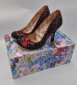 Irregular Choice Black Polka Dot Scottie Heeled Shoes Size EU 38 UK 5 - Picture 1 of 11