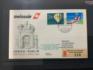 FLIGHT COVER:  SWISSAIR  flight cover 1979 ZURICH TO DUBLIN - Picture 1 of 1