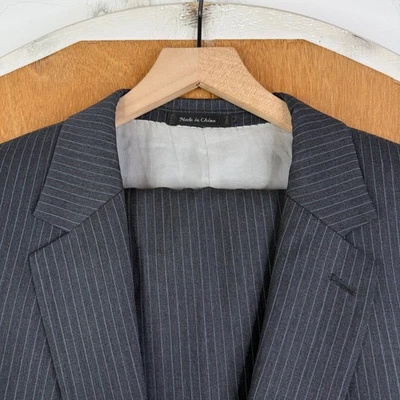 Traje Michael Kors Para Hombre 48R Gris Rayas 2 Botones 100% Lana Pantalones 42x28 Planos Foto 1 de 4