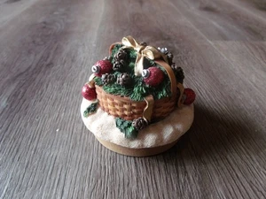 COLLECTIBLE BASKET PINECONES CHRISTMAS BALLS JAR COVER 2 7/8 INCH DIAMETER - Picture 1 of 3