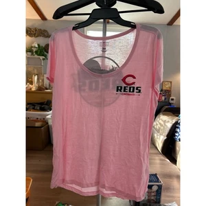 T-shirt Cincinnati Reds MLB XL donna rosa collo scoop baseball grafica maglietta - Foto 1 di 3