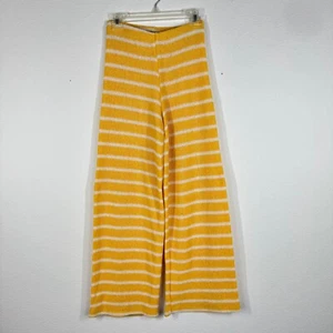 Zara Yellow Stripe Knit Wide Leg Pants Size Small Resort Vacation High Rise - Picture 1 of 10