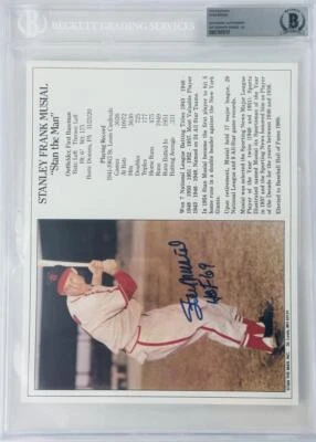 STAN MUSIAL SIGNED BAS SLABBED PHOTO ST LOUIS CARDINALS AUTOGRAPH AUTO GRADE 10 - Image 1 of 2