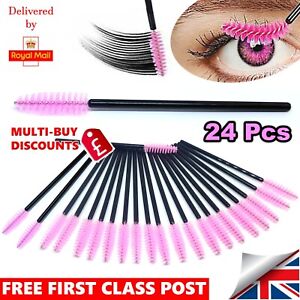 24x Disposable Mascara Wands Eyelash Brushes Eyebrow Spoolie Brush Cosmetic Kit